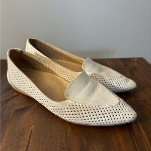 Elegant Cream Perforated Loafers